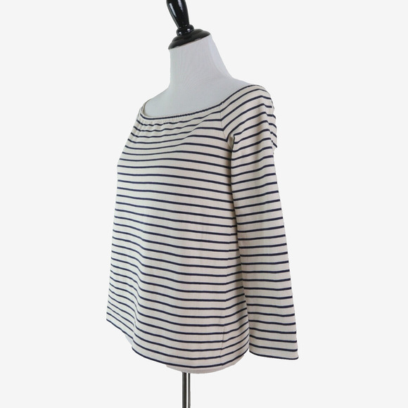 Theory Tops - Theory Size M Aprine K Classic Stripe Off-the-Shoulder Top White Black